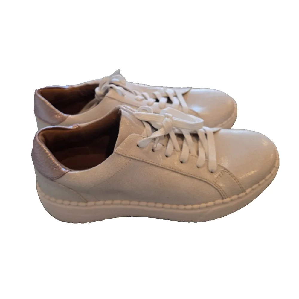 Eurosoft by Sofft Sneakers Women's 7.5M White Metallic Rose Leather Comfort NWOB